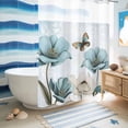 thumbnail image 5 of No Hook Shower Curtain, Blue Tulips Shower Curtains for Bathroom with See Through Top Window, Watercolor Flowers Butterfly Spring Farmhouse Blue Waterproof & Washable Bath Curtain Extra Long 72"x96", 5 of 9