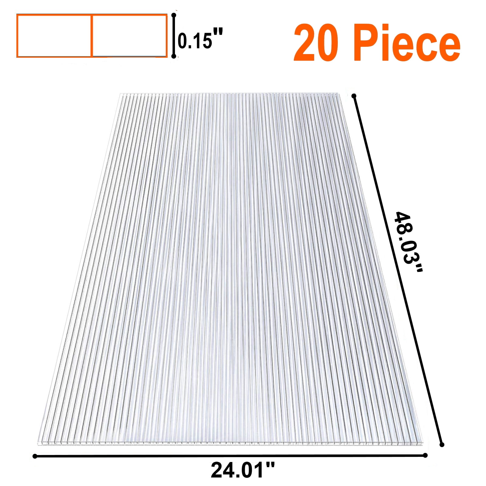 "LZBEITEM Garden Sheeting Cover - 20pc 24.01""x48.03"" UV Protected Twin-Wall Polycarbonate Panels for Greenhouse"