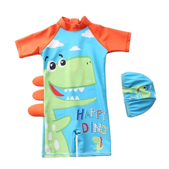 Baby Boys Toddlers Swimsuit One Piece Kids Bathing Suit Swimwear with Hat Rash Guard Surfing Suit A43