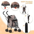 thumbnail image 6 of OWNEN Compact Pet Stroller for Small-Medium Dogs/Cats up to 22lbs, 4-Wheel Lightweight Umbrella Shaped Portable Puppy Travel Jogger with Breathable Mesh, Cup Holder & Rear Storage, Leopard Print, 6 of 18
