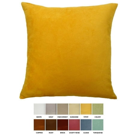 Solid Faux Suede Decorative Pillow Cover Sham 26 X 26 Gold