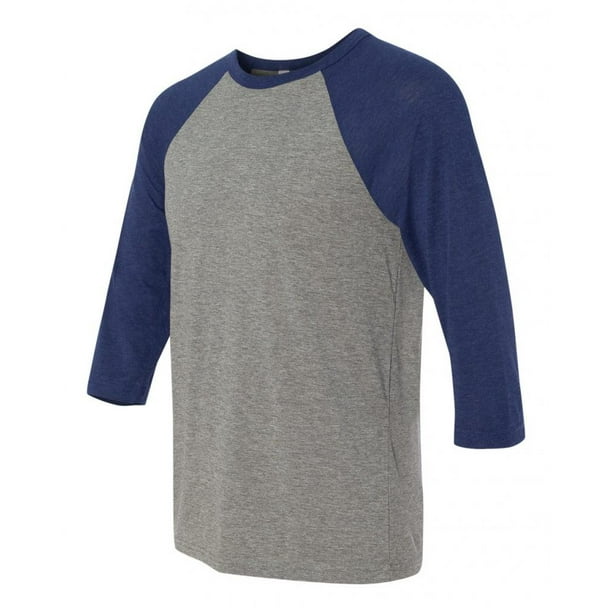 Raglán de béisbol de manga unisex de tres cuartos - marino / gris - pequeño Bella Camiseta de manga corta