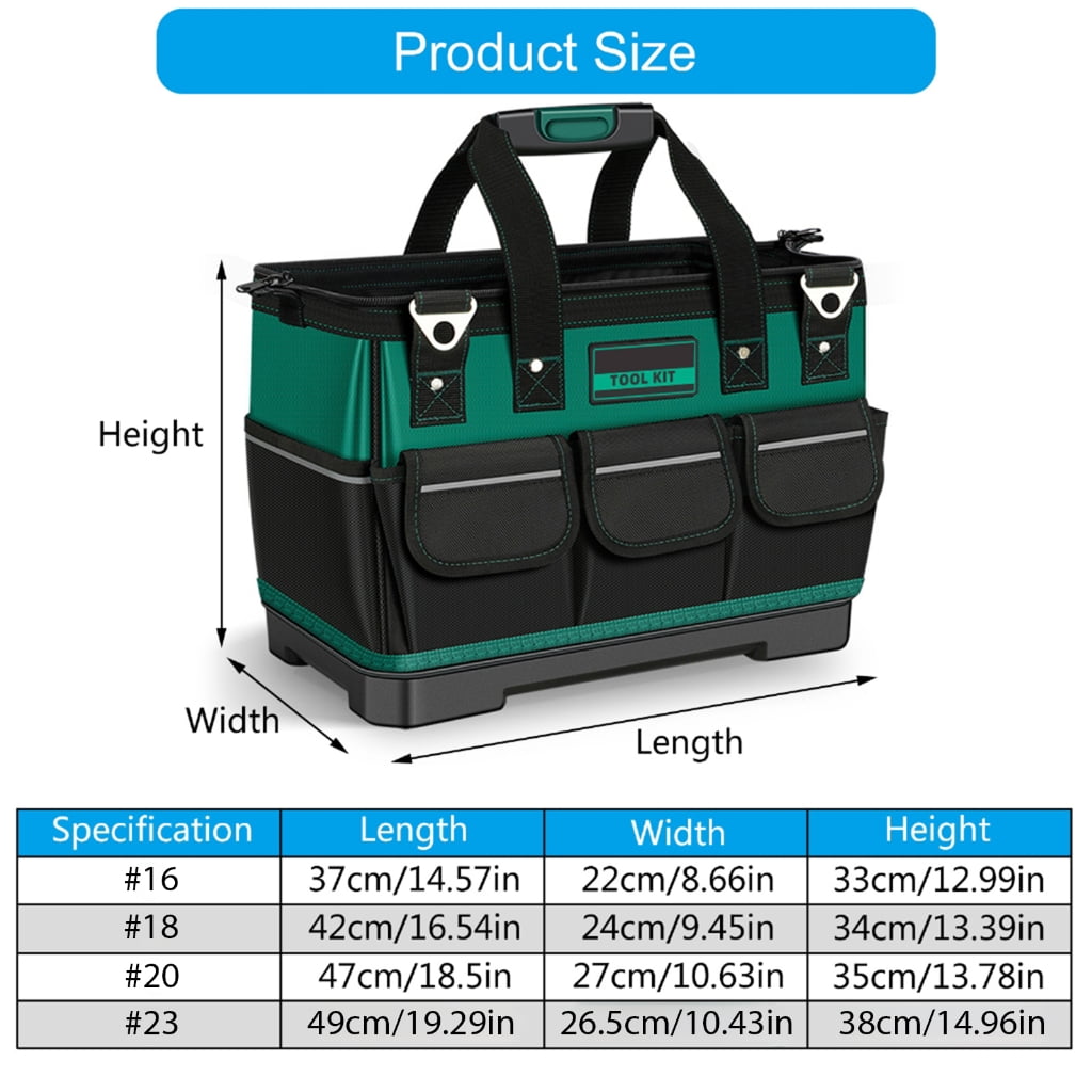 16/18/20/23in Large Capacity Tool Storage Bag Waterproof Tool Bag with Adjustable Shoulder Straps for Man