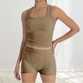 thumbnail image 2 of Aihuaihua Women's Casual Solid Color Slim Fit Tank Top and High Waist Shorts Two Piece Summer Outfit, 2 of 9