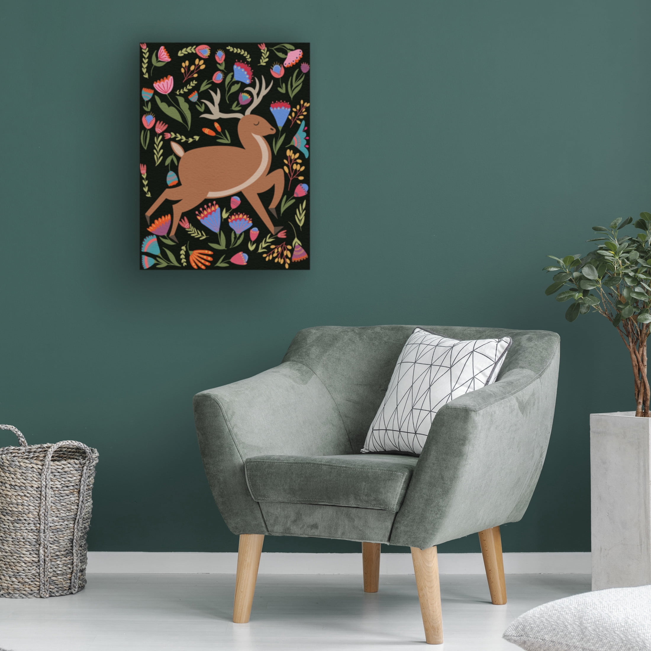 Trademark Fine Art Regina Moore Folk Prancing Dark I Canvas Wall Art