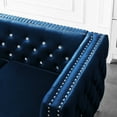 thumbnail image 5 of Blue Velvet Sofa with Jeweled Buttons, Square Arm Design, Includes 2 Pillows, 59.4 Inch Wide for Living Room Comfort, 5 of 9