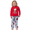 thumbnail image 3 of Peanuts Christmas Pajamas Toddler Sleeper Snoopy Merry & Bright Holiday AOP Fleece Pajama 2-Piece Pajama Set, 3 of 7