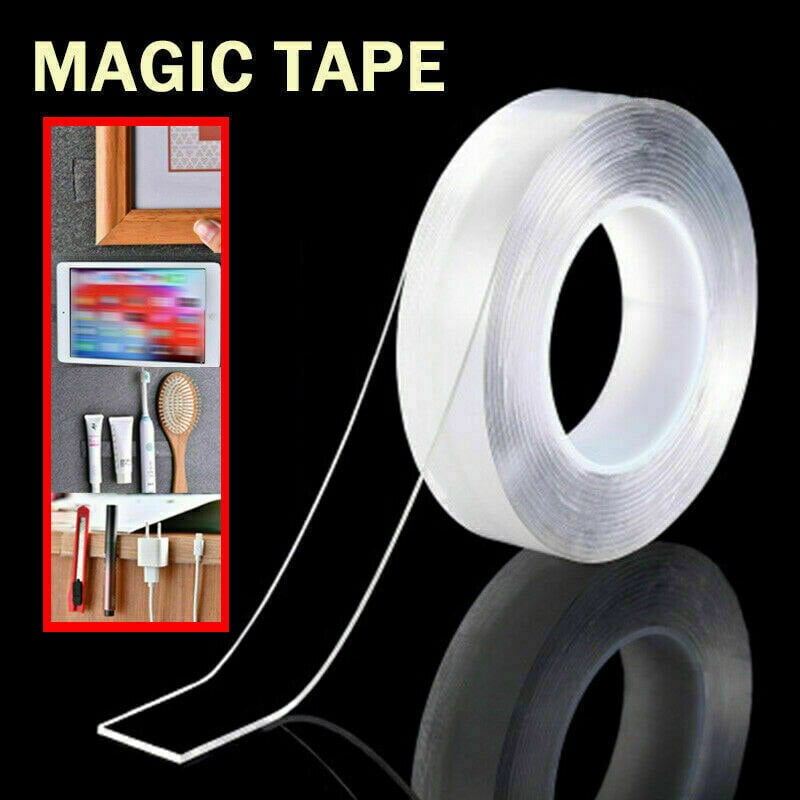 Traceless Transparent Gel Mat Tape Washable Removable and Reusable Sticky Anti-Slip Gel Tape for Photos Posters Fix Carpet Mats or Office Wall 16.5ft 5m Double Sided Adhesive Grip Tape 