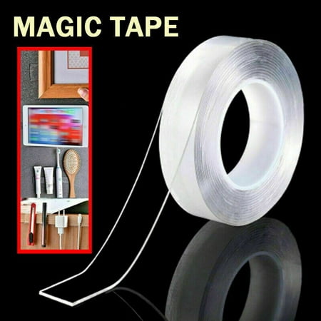 Double Sided Adhesive Grip Tape,Traceless Transparent Gel Mat Tape Nano Washable Removable and Reusable Sticky Anti-Slip Gel Tape for Paste Photos Posters, Fix Carpet Mats or Office Wall
