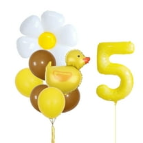 Duck and Number Balloons Set with Yellow and Brown balloons is suitable for Birthday Party Decorations