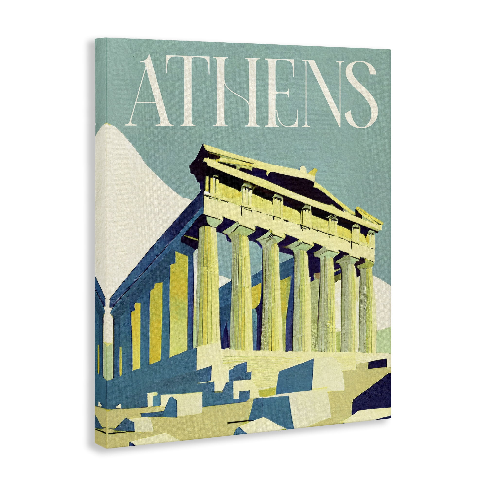 Stupell Industries Athens City Landmark Buildings & Architecture Painting Wrapped Canvas Art Print Wall Art, 16 x 20