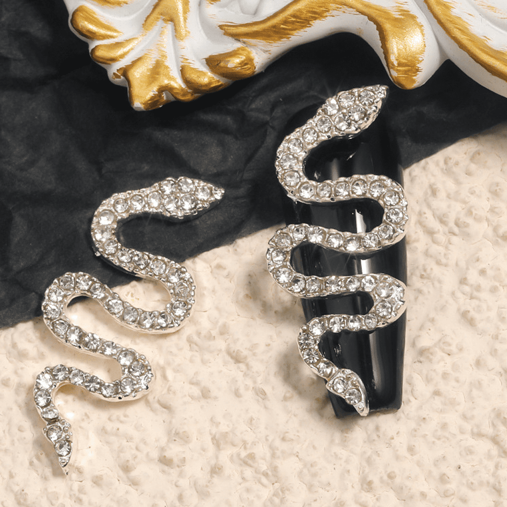 Nail Diamonds Rhinestones Snake Nail Charms Set, 3d Animal Nail