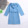 thumbnail image 4 of Diufon Boys Girls Plush Bathrobe Soft Hooded Long Sleeve Robes Solid Color Lac-up Nightwear with Pockets, 4 of 7