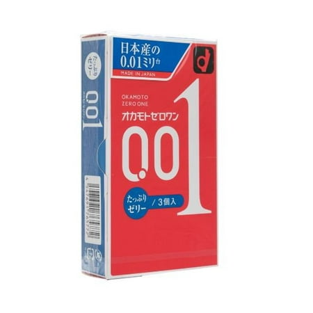 - Okamoto 001 Condom one box 3 counts Polyurethane condom Double Lubricated