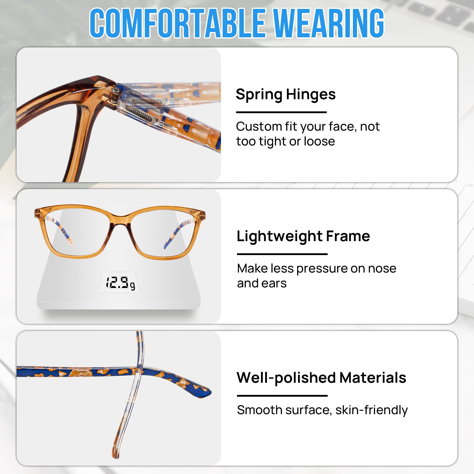 WEMOOTANTS 3 Packs Reading Glasses 2.5 for Women Square Brown Readers with Yellow and Black Check Temples 1.0 1.25 1.50 1.75 2.0 2.25 2.50 2.75 3.0 3.5 4.0 5.00 6.00