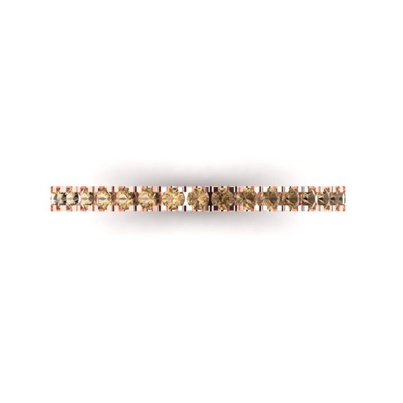 0.57 ct Brilliant Round Cut Simulated Champagne 18K Rose Gold Stackable Band SZ 10.25