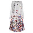 thumbnail image 4 of Vestido HUOGUO de manga larga casual con estampado de mariposas para mujer, 4 of 5