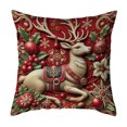 thumbnail image 1 of Funda de cojín navideña de 18 x 18 pulgadas con renos de Papá Noel y cremallera oculta, funda de cojín con árbol y muñeco de nieve, 1 of 7