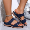 thumbnail image 2 of Pandaie Womens Sandals Rhinestone Orthopedic Summer Wedge Slides with Arch Support Ladies Sparkly Bohemian Casual Walking Shoes with Hook and Loop Navy Size 7, 2 of 9