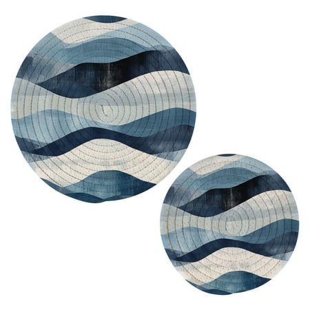 

Sketched Waves Pattern Cotton Braided Potholders 2 Pack Heat-Resistant Pads 7.09 and 9.45