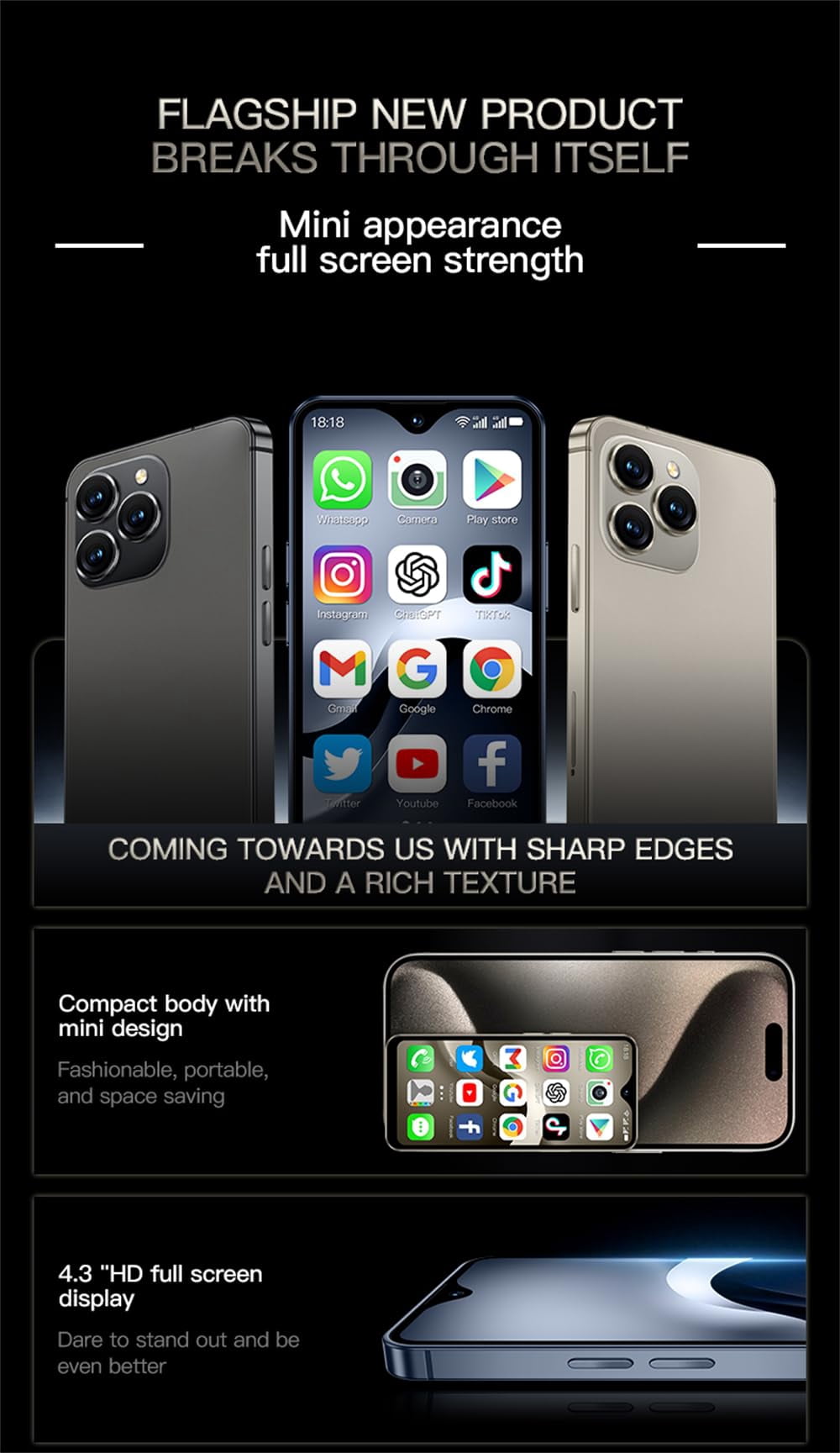 Mini Phone 4G Unlocked SOYES F9 Max Gift for Kid 4.3inch Small Size Smartphone Android 12.0 OTG 2750mAh 13MP Camera Face Recognition Student Cellphone