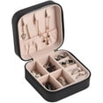 thumbnail image 1 of Jewelry Box Jewelry Display Travel Jewelry Case Boxes Portable PU Leather Earring Necklace Ring Zipper Small Jewelry Case Exquisite Craftsmanship, Durable and Practical (Color : Black), 1 of 7