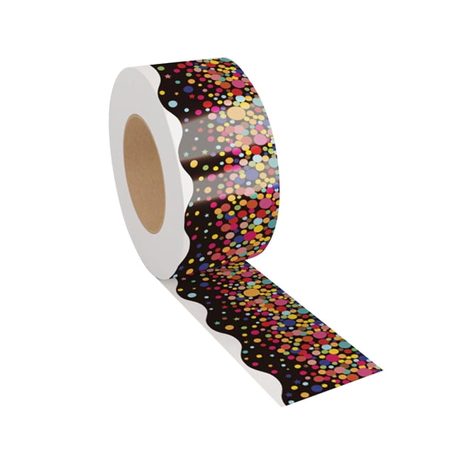 GUOOL -Borders 65ft Confetti Rolled Border Decorating Bulletin Boards for Doors, Home, Black