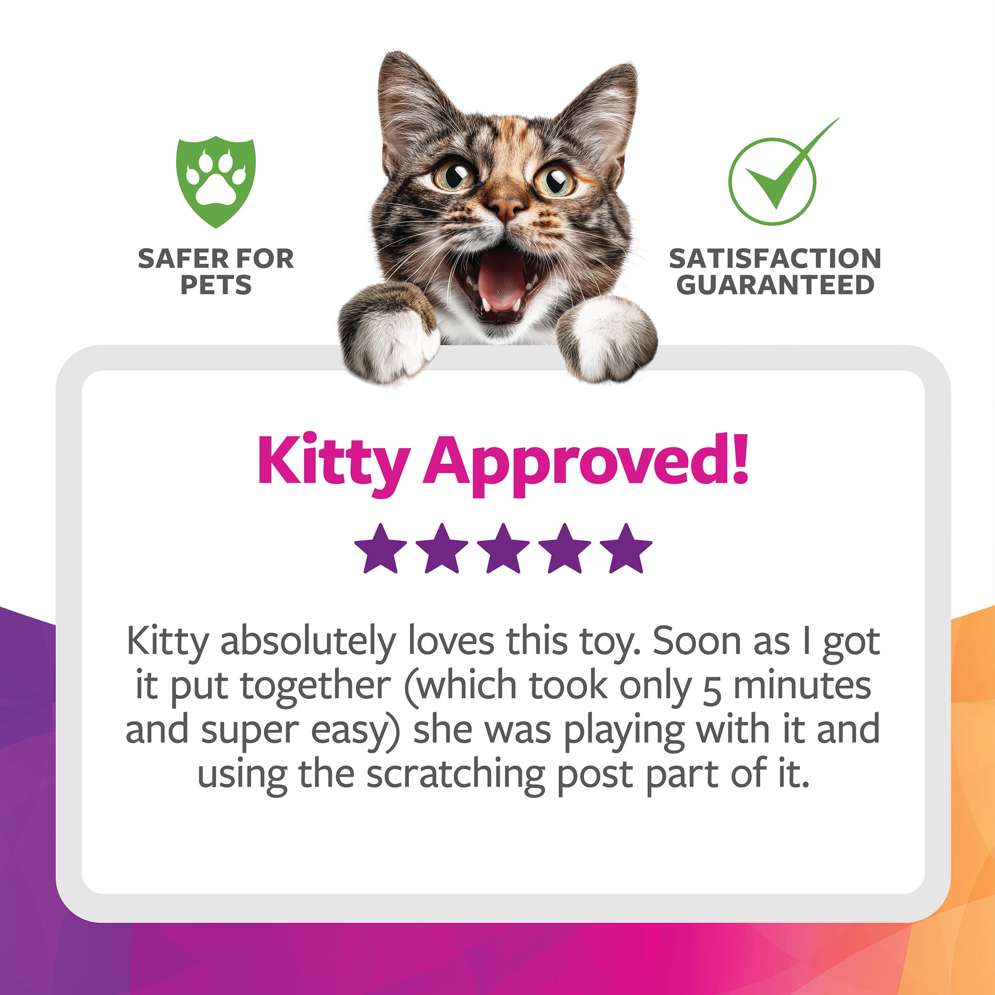 SmartyKat Scratch 'N Spin Cat Toy, Carpet Scratching Post, Interactive Spinning Wand, Multicolored