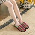 thumbnail image 6 of KLL Mexican Serape Blanket Stripes Slippers for Women Men House Slip on Indoor Outdoor Bedroom Furry Fleece Lined Ladies Comfy Anti-Skid Rubber Hard Sole-Large, 6 of 8