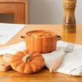 thumbnail image 4 of HomeKingdee Pumpkin Bowl Set with Lid and Handle, Ceramic Casserole Pot Covered Dutch Oven Ceramic Stockpot Mini Baking Dish Pumpkin Shaped Casserole, 4 of 6
