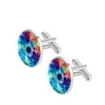 thumbnail image 2 of Tie Dye Elegant Dress Shirt Silver Jewelry Mens Cufflinks Shirt Clip Set Made of Stainless Steel for Formal Occasions, 2 of 6