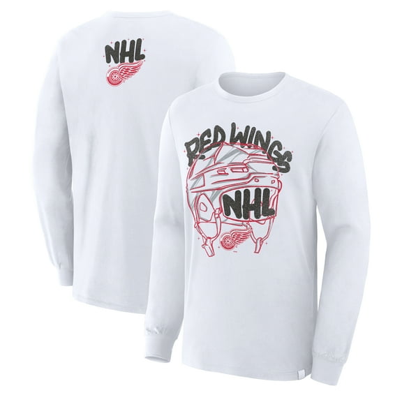 Men's Fanatics White Detroit Red Wings Star Helmet Legacy Long Sleeve T-Shirt