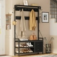 thumbnail image 3 of GIKPAL Wider Hall Tree with Bench & Shoe Storage – 6-in-1 Entryway Organizer with 16 Coat Hooks, 8 Hanging Hooks, 2 Drawers & Top Shelf, Industrial Mudroom Storage for Hallway, Rustic Black, 3 of 9