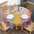 thumbnail image 3 of Pioneer Flower Floral Print Pattern Round Tablecloth 60"x60",Wrinkle Wipeable Table Cloth for Kitchen Dining Room Picnic Patio Party, 3 of 6