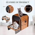 thumbnail image 4 of Pet Daily Kit Wooden Cat Beds Indoor Cat Cave House Pet Crate with Feeding Bowls Stand, 4 of 7