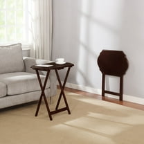Contemporary Home Living Foldable Snack Tray Tables - 26.25" - Espresso Brown - Set of 2