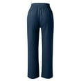 thumbnail image 5 of Lisingtool Casual Pants for Women Trendy Women's Wide Leg Pants Lightweiht Adjustable Waist Bow Tie Loose Comfortable Casual Trousers With Pocket Blue, 5 of 9