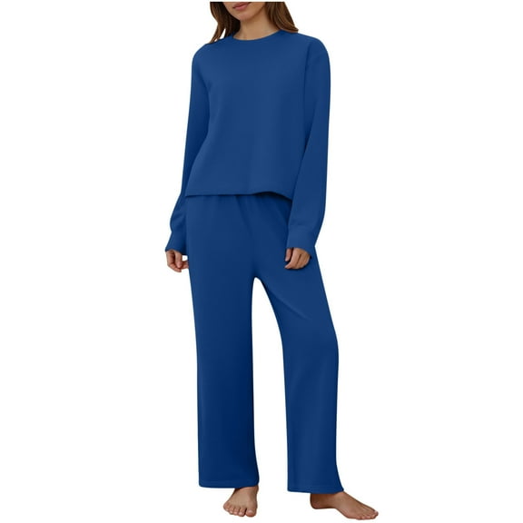 cocolona 2 Piece Sets for Women Long Sleeve Tops and Wide Leg Pants Fall Winter Lounge Sets Two Piece Travel Outfits Loungewear