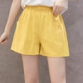 thumbnail image 4 of Abcnature Womens 5" Casual Jersey Cotton Shorts, Lounge Yoga Pajama Walking Shorts with Pockets Activewear, Hot Pants Casual Shorts Yellow L, 4 of 6