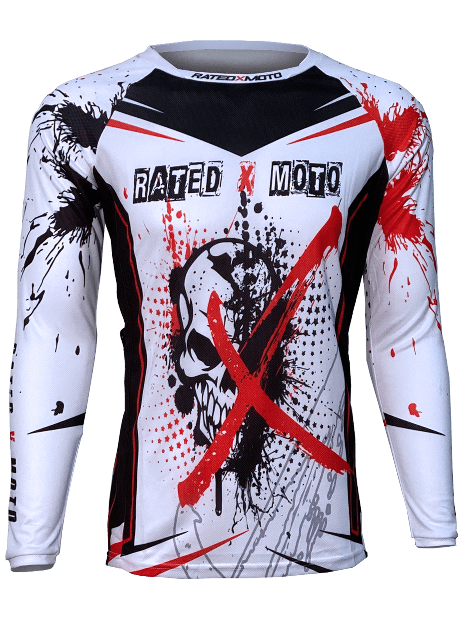 Rated X Moto Xtreme Skull Men's Jersey Motocross Red/White MX Dirt Bike X-Pro Series ATV 