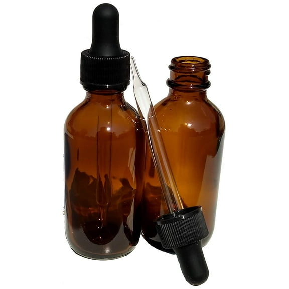 Amber 4oz Dropper Bottle (120ml) Pack of 2 - Glass Tincture Bottles with Eye Droppers for Essential Oils & More Liquids - Leakproof Travel Bottles