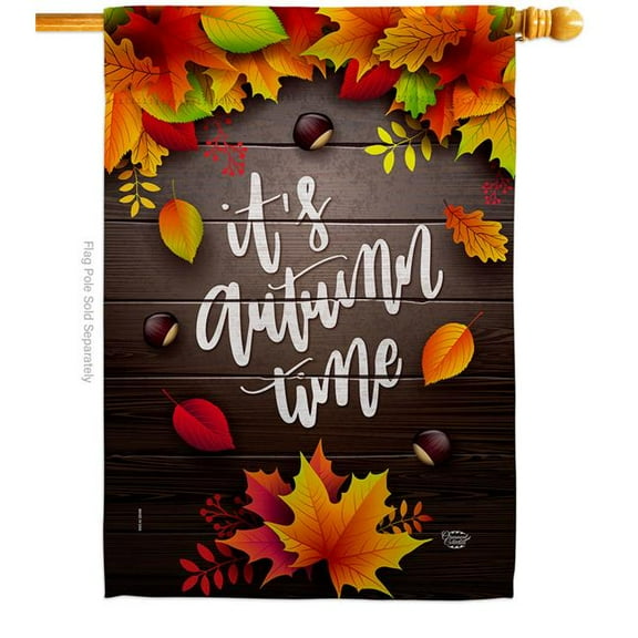 Ornament Collection  28 x 40 in. Its Autumn Time House Flag with Fall Harvest & Double-Sided Decorative Vertical Flags Decoration Banner Garden Yard Gift