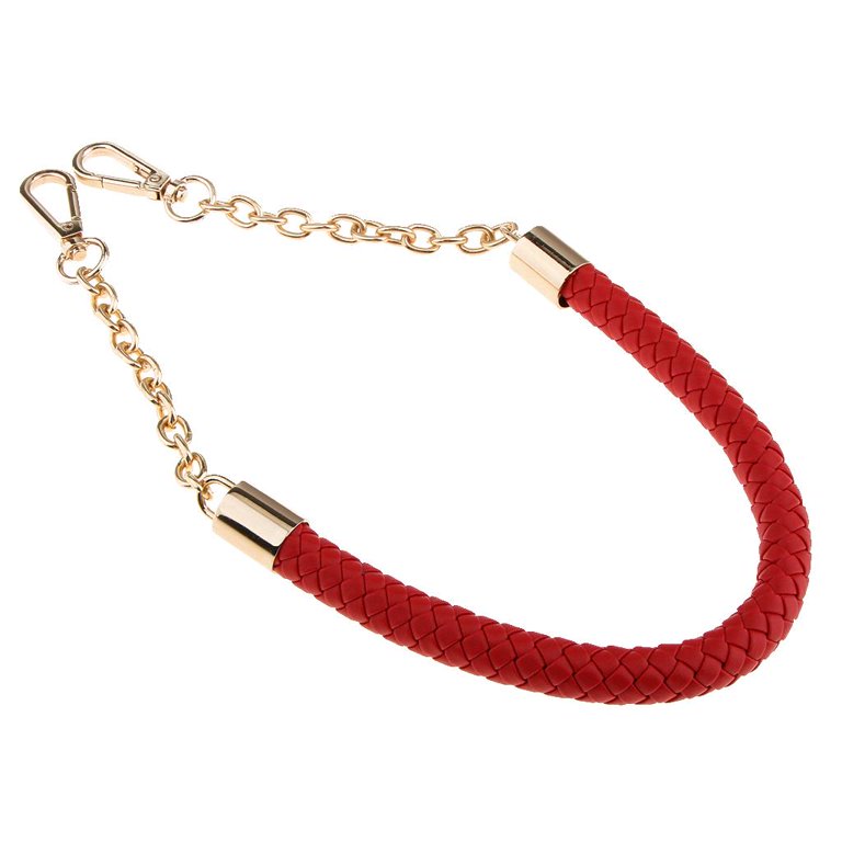 Leather Braided Bag Strap, Red