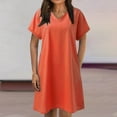 thumbnail image 5 of B91xZ Robes pour Femmes Taille Mini Robe en Denim à Manches Longues, Orange L, 5 of 5