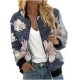thumbnail image 1 of Yuyuzo Vestes pour Femmes Manches Longues Zip Col en V Ouvert devant Imprimé Floral Veste Décontractée Automne pour Femmes, 1 of 5