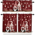 thumbnail image 2 of Valentine''s Day Dwarf Kitchen Valance and Tiers Set of 3,Red Black Buffalo Plaid Rod Pocket Curtains,Love Window Valances Light Filter Privacy Drapes,Farm Wood Window Treatment Curtain, 2 of 5