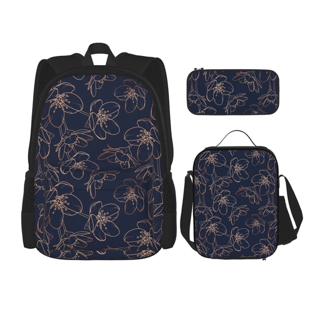 Fotbe Copper-Gold Gloss Outline Cherry Set Escolar 3 en 1 para Niños - Mochila Duradera con Lonchera Aislante y Estuche para Lápices - Mochila Escolar para Niños y Niñas