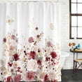 thumbnail image 2 of Red Spring Floral Shower Curtain, Waterproof Shower Curtains for Bathroom, Elegant Pastoral Flowers Watercolor Washable Fabric Bathtub Curtain Set Bath Decor with 12 Hooks Long 72"x84", 2 of 8