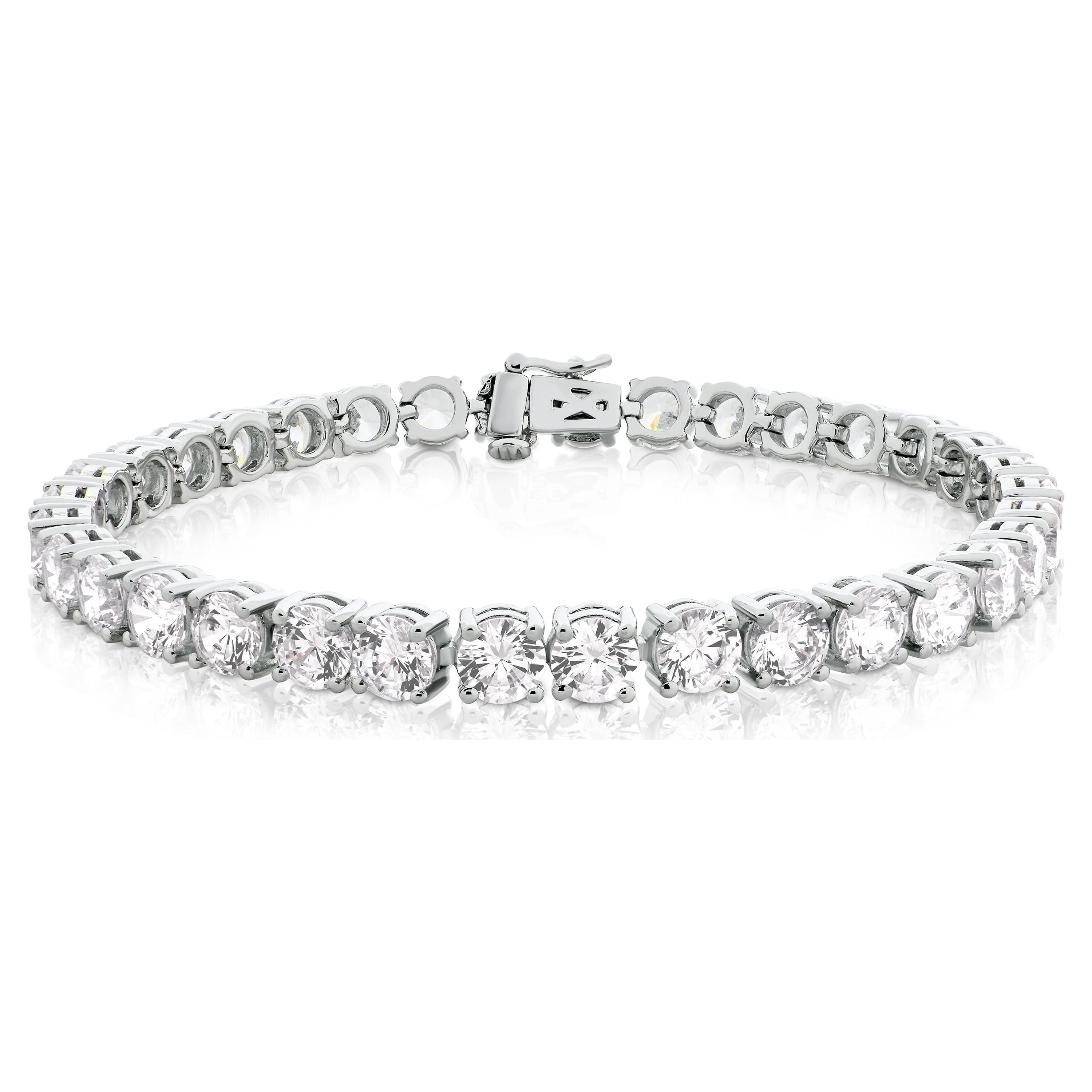 .925 Sterling Silver Simulated Classic Diamond Tennis Bracelet, 7.25"