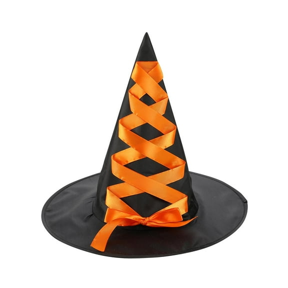 Halloween Witch Lace Hat Festival Party Cornered Wide Hat Orange